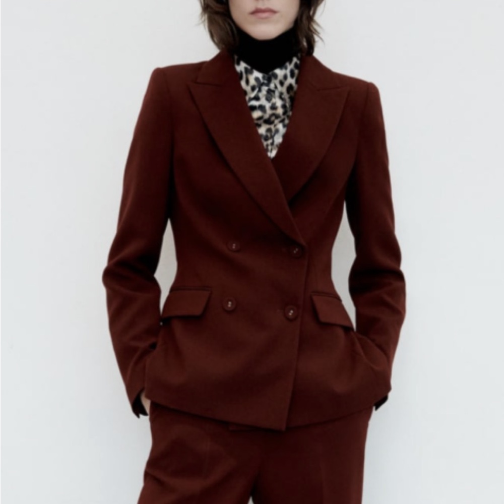 Zara NWT Double breasted tailored blazer xs